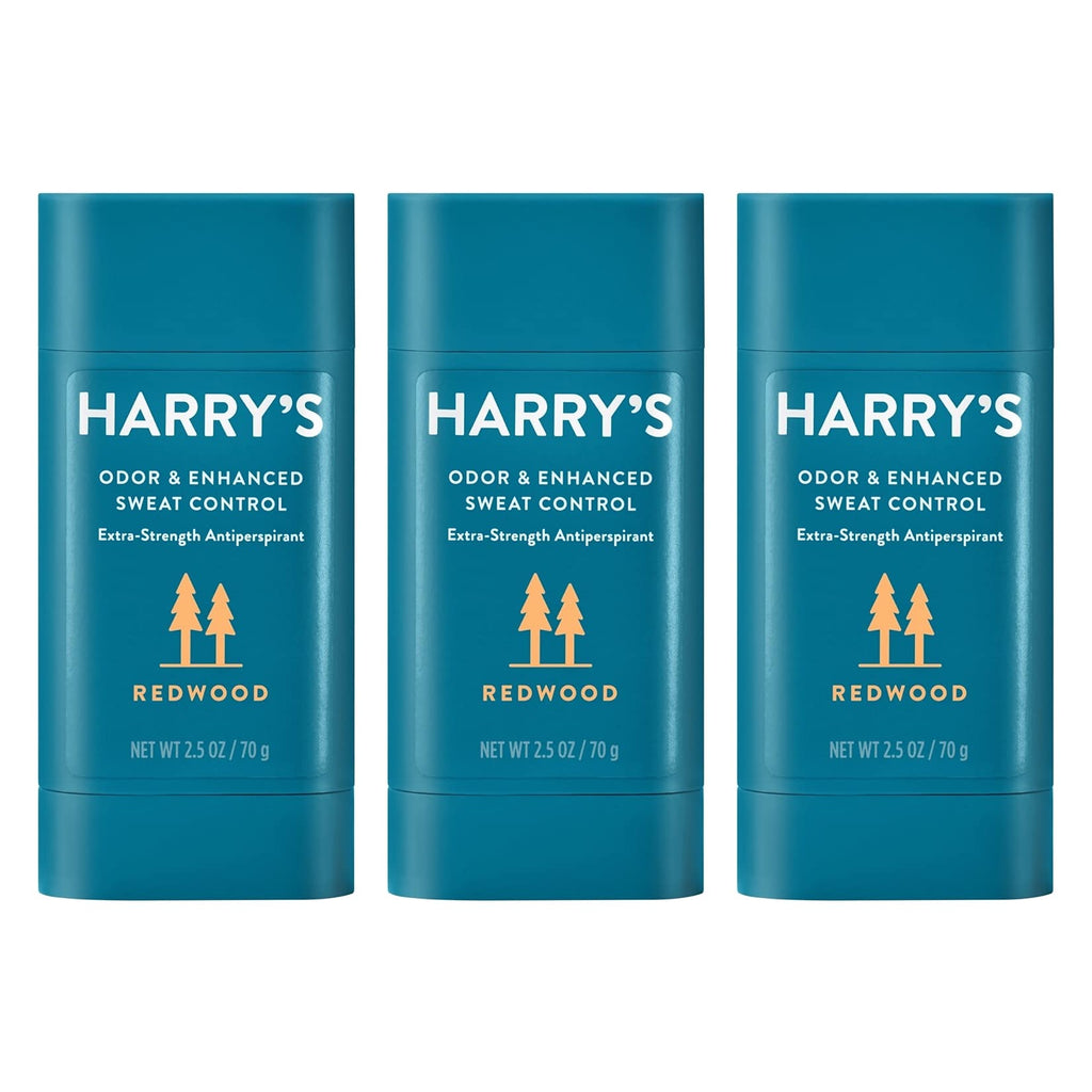 Harry's Extra-Strength Antiperspirant - Odor & Enhanced Sweat Control Antiperspirant for Men - Redwood, Pack of 3