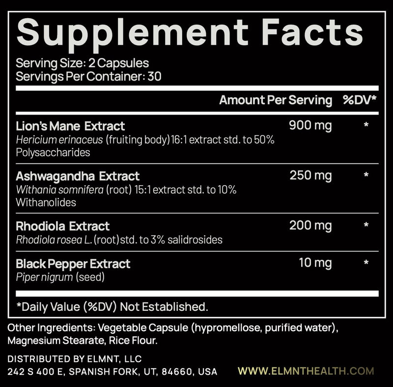 [Australia] - 20,000mg 16x Strength Lions Mane Supplement Capsules Super Nootropic w. Ashwagandha & Rhodiola - Highest Potency Lion's Mane Mushroom Extract 50% Polysaccharides Brain Supplements for Memory and Focus 