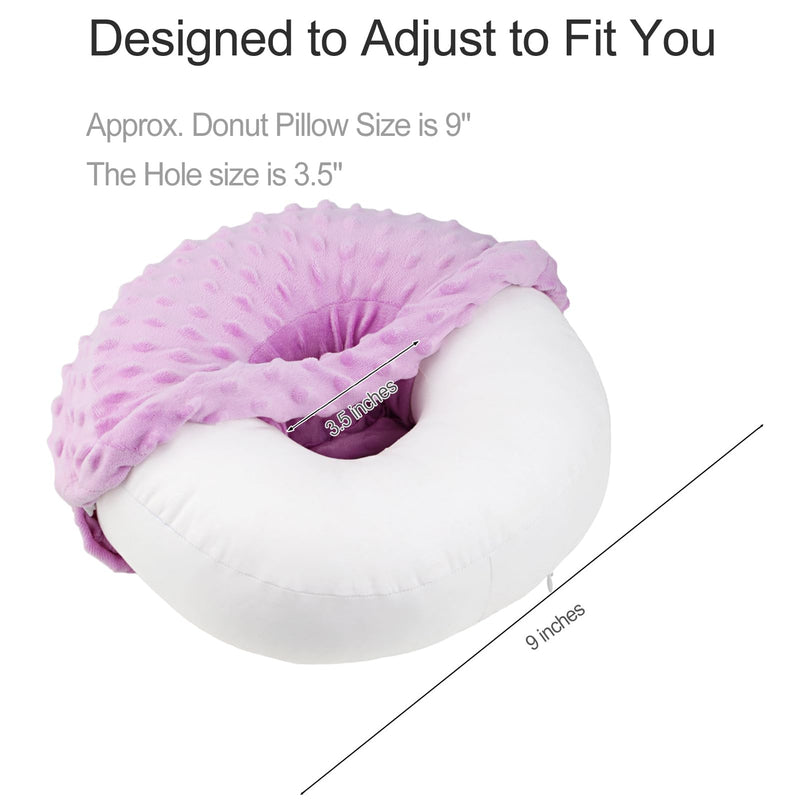 [Australia] - Ear Piercing Pillows with Washable Covers for Side Sleepping with an Holes Full Open Zipper CNH Pressure Sore Relief O-Shaped Cartilage Support Protector Cushion Minky Dot Lavender 