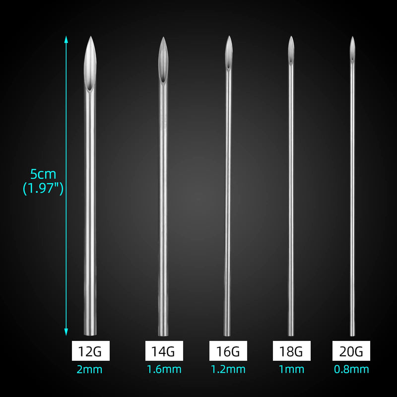[Australia] - Body Piercing Needles, ATOMUS 10pcs 16G Stainless Steel Sterile Disposable Ear Nose Navel Nipple Lip Piercing Needles 