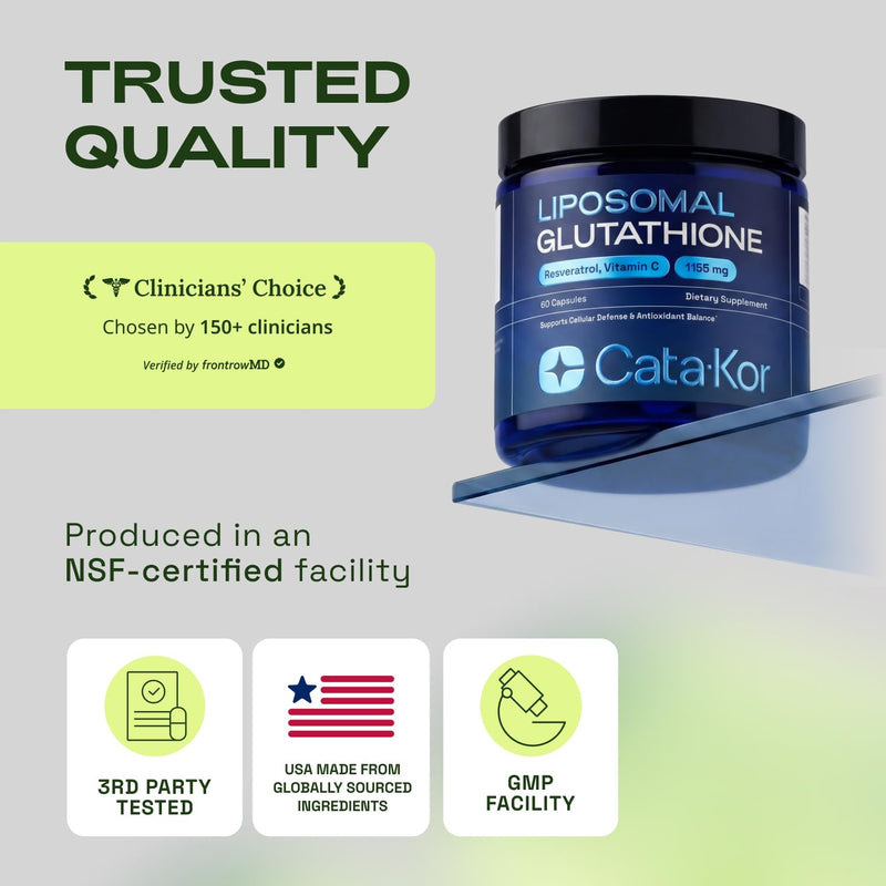 Cata-Kor Liposomal Glutathione – Ultra High Absorption with Resveratrol, Vitamin C, Selenium & Vitamin B2 (60 Count (Pack of 1)) 60 Count (Pack of 1)