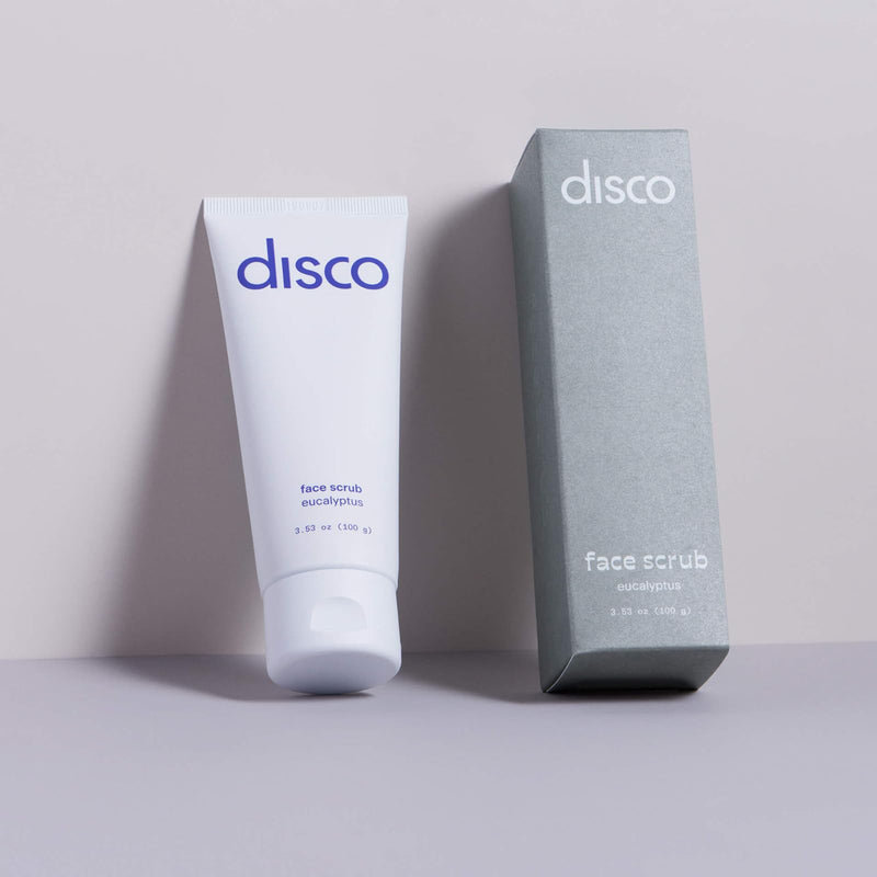 [Australia] - Disco Men’s Renewing Face Scrub – Natural & Organic Deep Exfoliating Cleanser & Pre Shave Wash, Soften, Remove Blackheads & Ingrown Hair, Eucalyptus, Paraben-Free with Coffee Extract, AHA & BHA, 2oz 