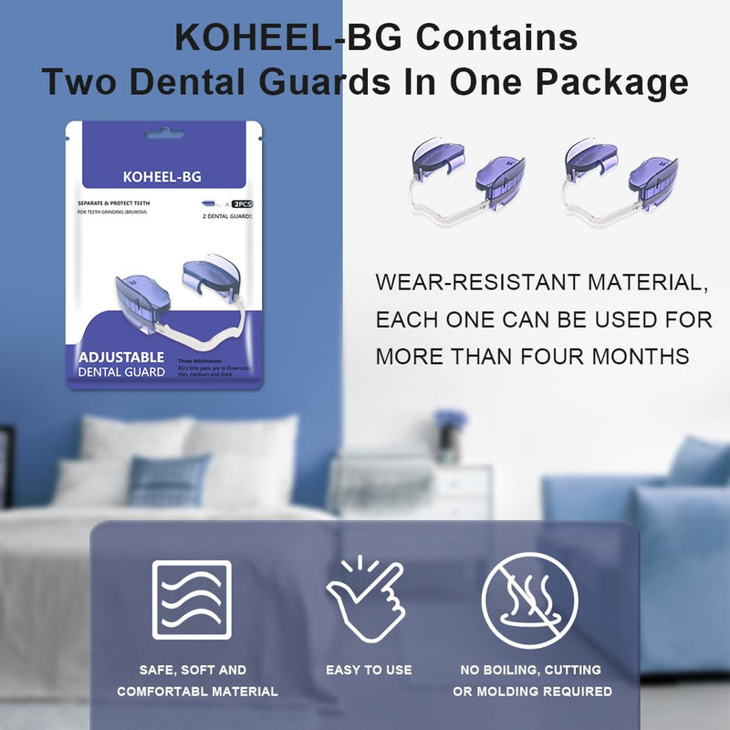 [Australia] - KOHEEL BG Adjustable Mouth Guard, No Boiling Night Guard, Stop Bruxism Dental Guard, 2 Count (Thick) thick 