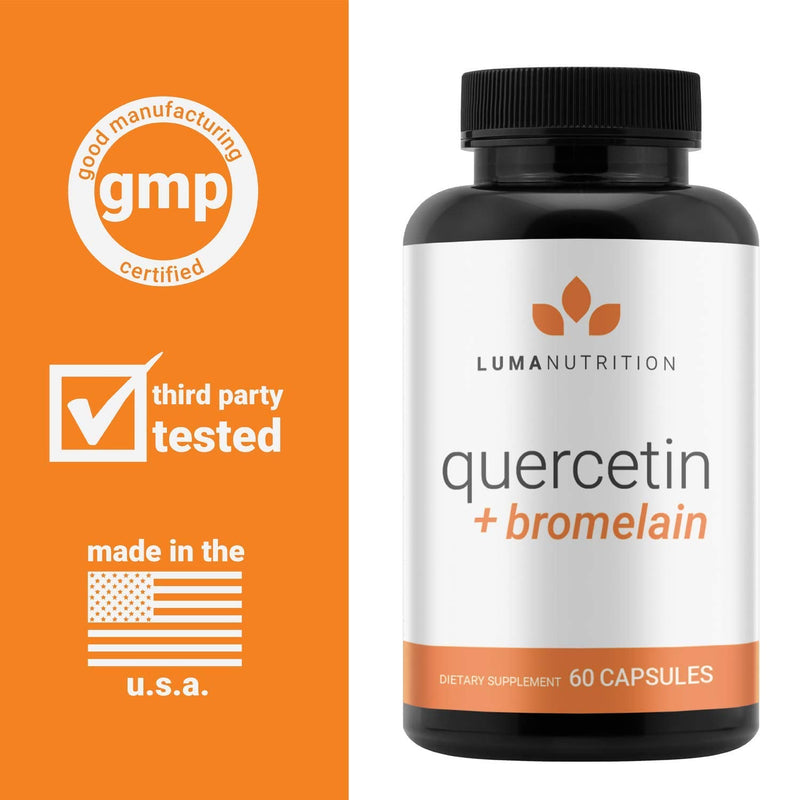 [Australia] - Luma Nutrition Quercetin 500mg - Quercetin with Bromelain - Powerful Quercetin - Premium Bromelain - Antioxidant - Immune Support - 60 Capsules 
