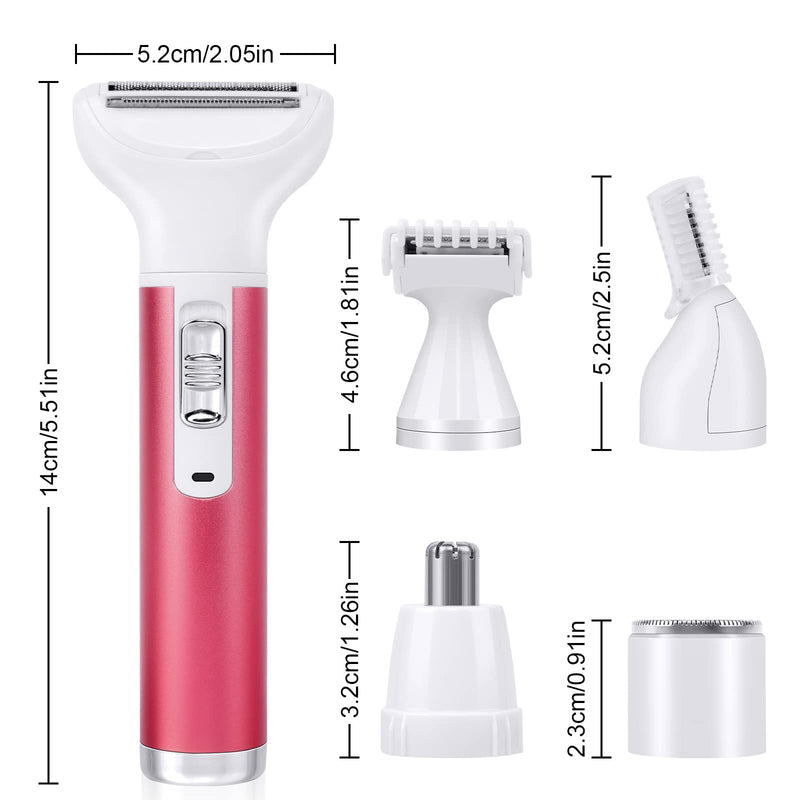 [Australia] - ACWOO Electric Shaver for Women, 5-in-1 Electric Women's Shaver, Women's Shaver for Women, Hair Trimmer for Face, Nose, Armpits, Intimate Area, Bikini Zone, USB Charging 