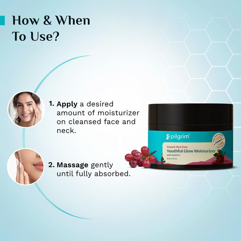 Pilgrim Red Vine Vitamin C Face Cream SPF 30 | with Rosehip Oil (PA+++) | Fights Wrinkle | Provides Long Lasting Sun Protection | 1.76 Oz (50gm)