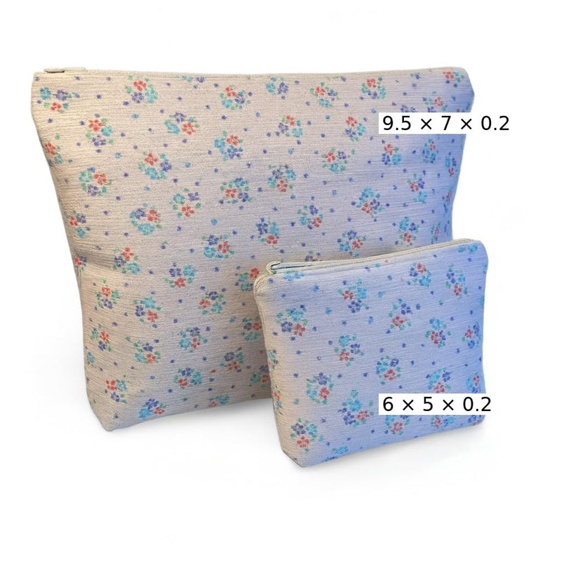 Handmade Cosmetic Bags, Set of 2, Ribbed Textured Fabric with Cotton Lining, Travel Toiletry Pouches