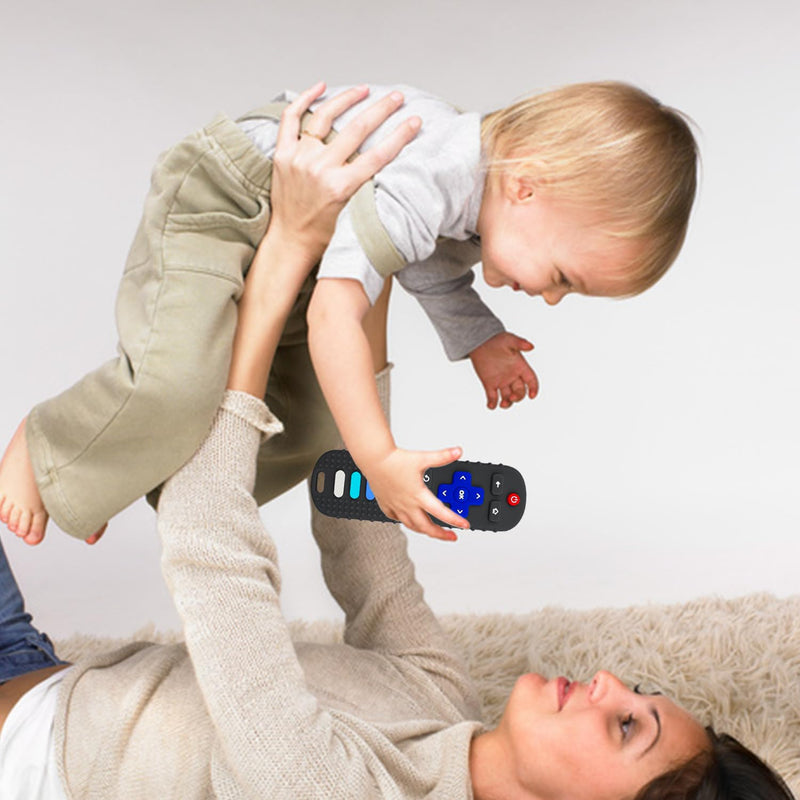 [Australia] - Baby Silicone Teething Toys, Toy Remote for Toddlers 6-18 Months, Kids Remote Teething Toy, TV Remote Teether Toys, BPA Free & Refrigerator Safe Black-01 