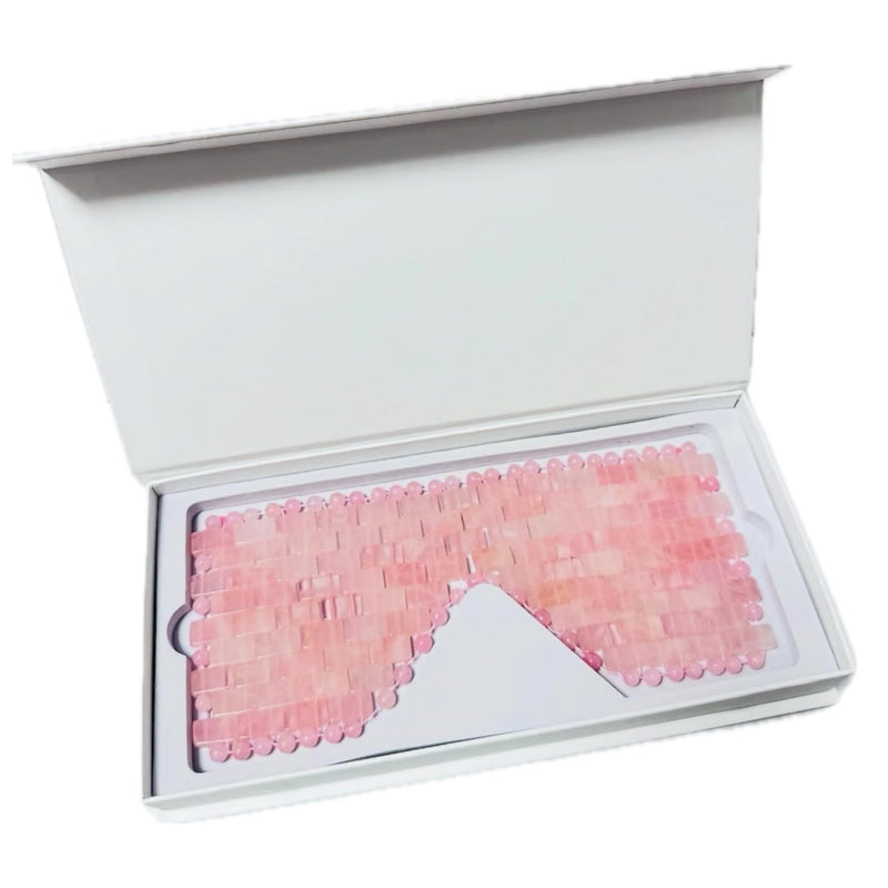[Australia] - Rose Quartz Eye Mask by This Hippie Girl, Handcrafted Crystal Cut, Depuff for Puffy Eyes, Relieve Stress, The Cold-to-The-Touch Rose Quartz is Weighted for Comfort, Eye Mask for Facial 