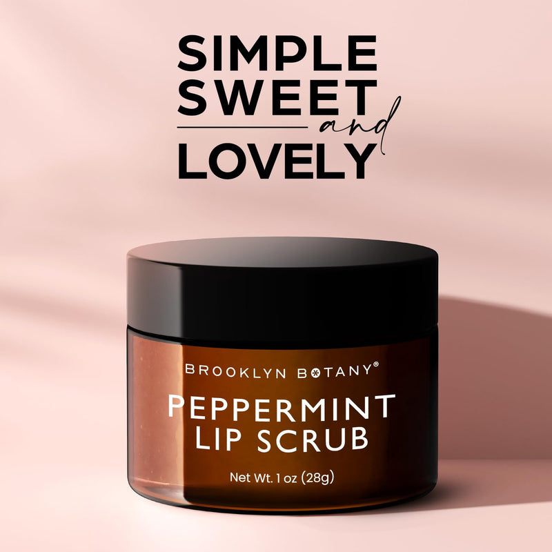 [Australia] - Brooklyn Botany Lip Scrub Exfoliator 1 oz – Lip Moisturizer for Dry Lips and Chapped Lips – Gentle Lip Exfoliator for Smooth and Brighter Lips – Peppermint Flavor Peppermint 1 Oz (Pack of 1) 1 Ounce (Pack of 1) 