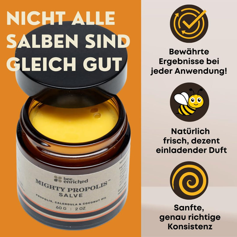 [Australia] - Mighty Propolis Ointment 60g | Nourishing wound and healing ointment | Train ointment & bee ointment | Calendula wound ointment & ointment for itching in the intimate area | Wound healing ointment, corners of the mouth, intimate cream I Bee Enriched 