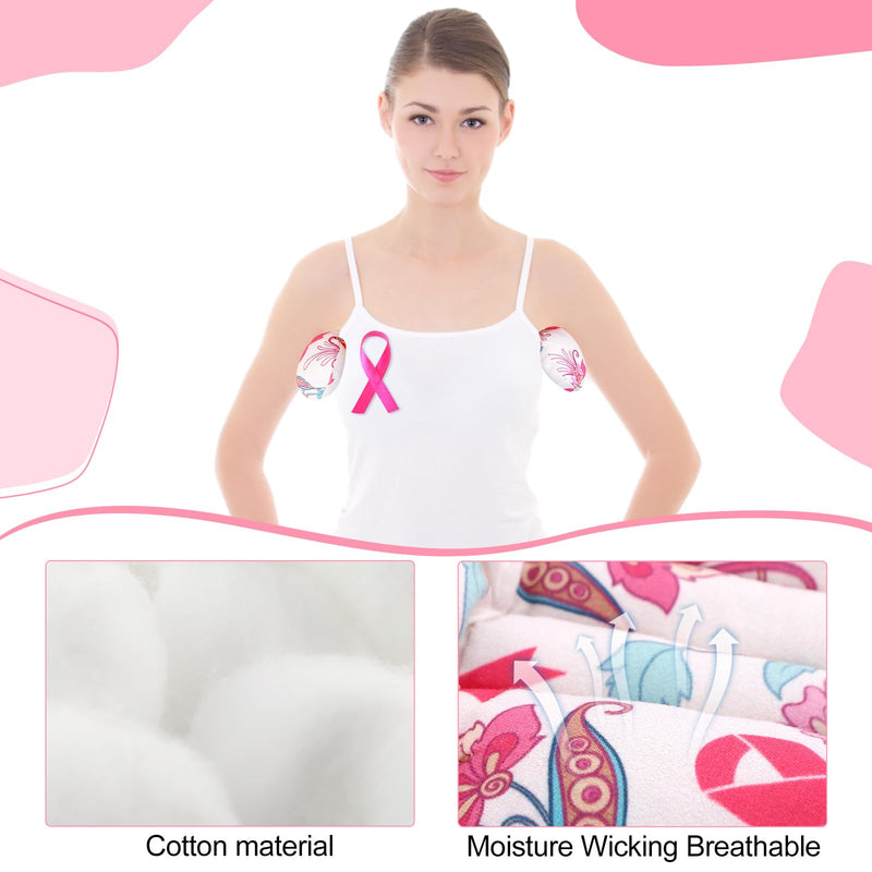 Juexica 4 Pcs Lymphedema Axilla Mastectomy Pillow Cotton Post Breast Surgery Recovery Breast Pillow for Sleeping Mastectomy Underarm Armpit Pain Relief(Pink Ribbon) Pink Ribbon