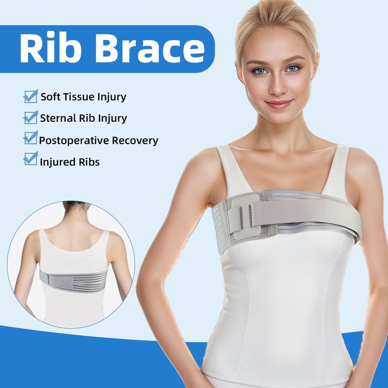 Rib Brace for Women,Breathable Men Rib Compression Wrap for Cracked Ribs and Broken Rib,Chest Binder and Rib Protector (Medium) Medium