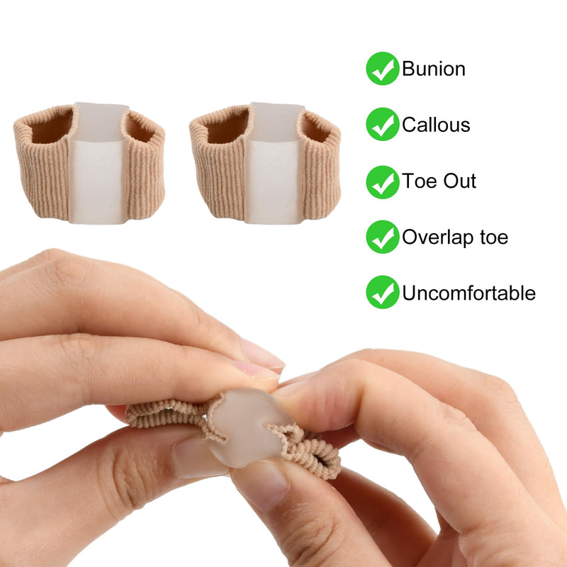 [Australia] - Pack of 4 Silicone Toe Separators Small, Tubular Bandages Silicone Toe Extension, Hallux Valgus Small Toe Separator, Double Hole Toe Brace for Hallux Valgus Correction (S) S 