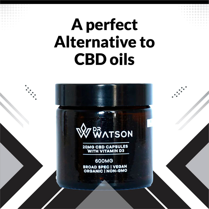 Capsules by Dr Watson | 600mg Container | 30 Capsules 20mg | with Vitamin D for Added Daily Support