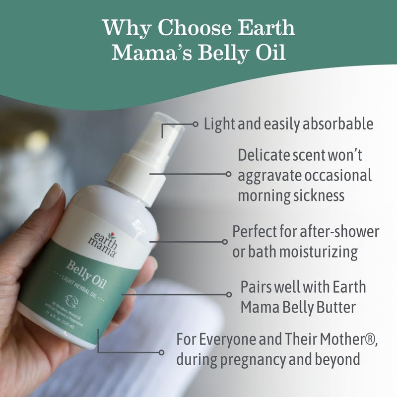 [Australia] - Earth Mama Belly Oil for Dry Skin | Calendula Skin Care Moisturizer Oil to Encourage Natural Elasticity and Help Prevent Stretch Marks During Pregnancy and Postpartum, 4-Fluid Ounce (3-Pack) 4 Fl Oz (Pack of 3) 