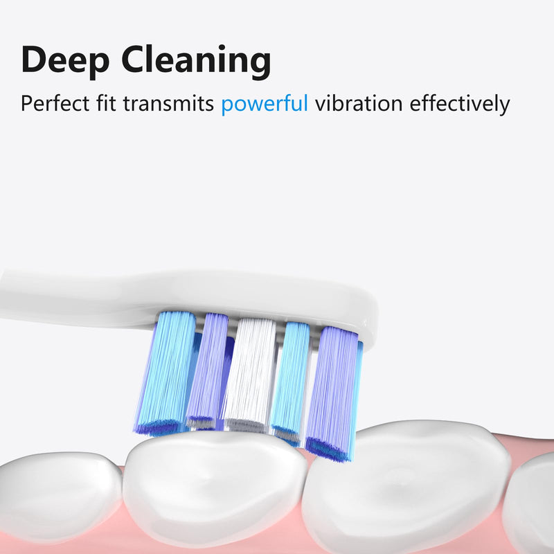 Replacement Electric Toothbrush Heads, 4 Pack for One Year of Use, Durable Brush Heads Refills, 10x Plaque Removal/Optimal Tooth Cleaning/Whitening (White, Medium) White