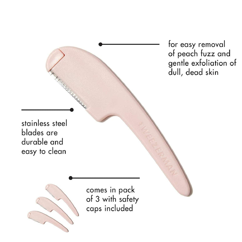 Tweezerman Prep and Plane Facial Razors for Hair Removal and Exfoliation, 3 Count