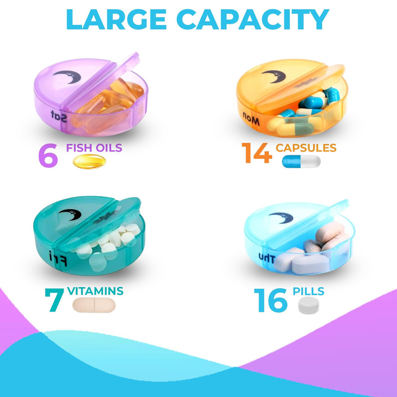 14 Compartment Pill Organizer — Portable Weekly Pill Box 7 Day 2 Times A Day — Am/Pm Pill Case for Medicine, Vitamins, Supplements — BPA Free Travel Large Pill Sorter for Day & Night, Clear