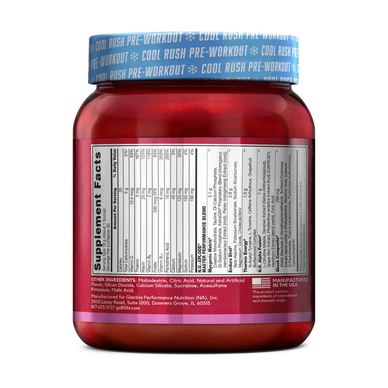 [Australia] - BSN N.O.-XPLODE Cool Rush Pre Workout Powder, Preworkout Energy Supplement for Men and Women with Creatine and Beta-Alanine, New Flavor: Bubblegum Blast, 30 Servings 1.2 Pound (Pack of 1) 
