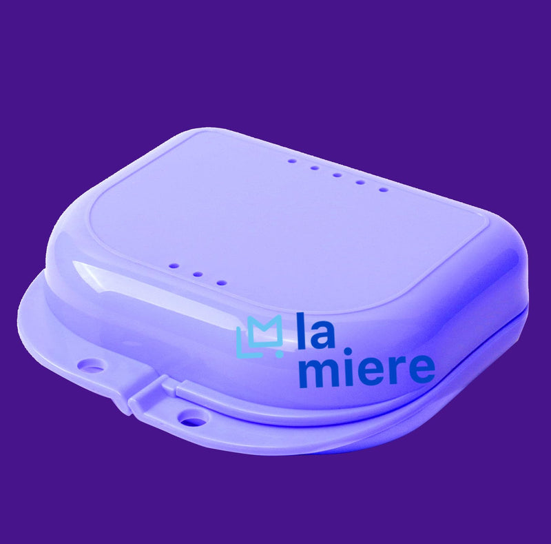 [Australia] - Retainer Case with Vent Holes, 1 Pcs Denture Case, Tight Snap Lock Orthodontic Mouth Guard Case, Purple 