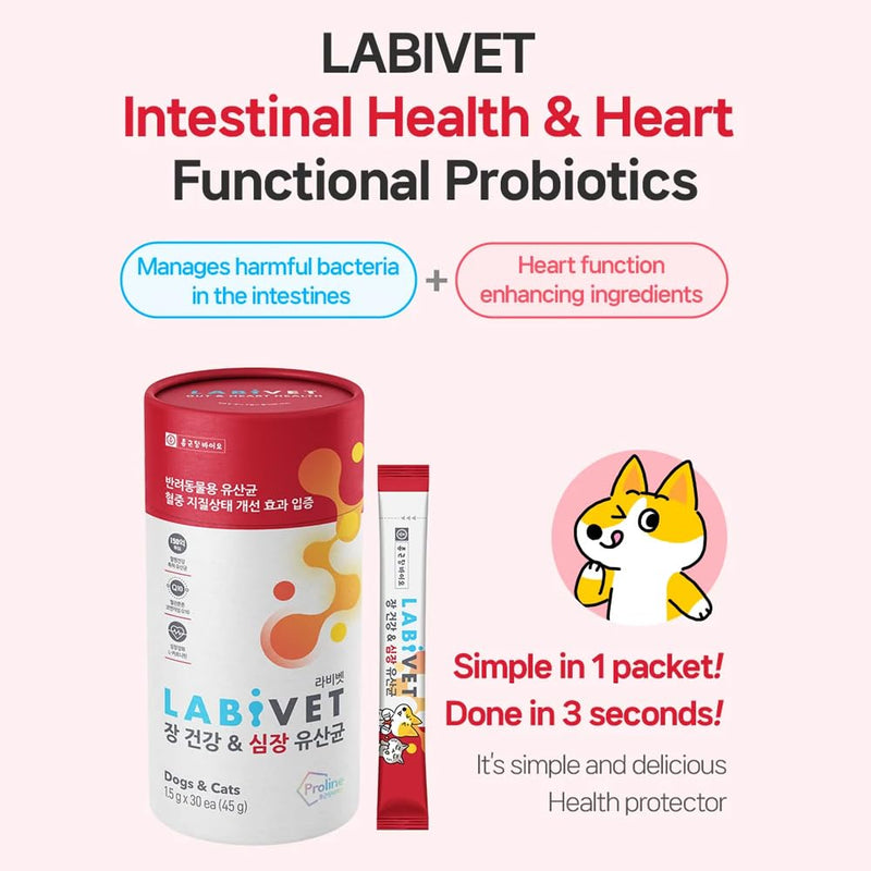 Probiotics for Dogs and Cats, Gut Health & Heart Supplements Powder Probiotic Dog Supplement, 30 Count (Pack of 1) - PawsPlanet Australia
