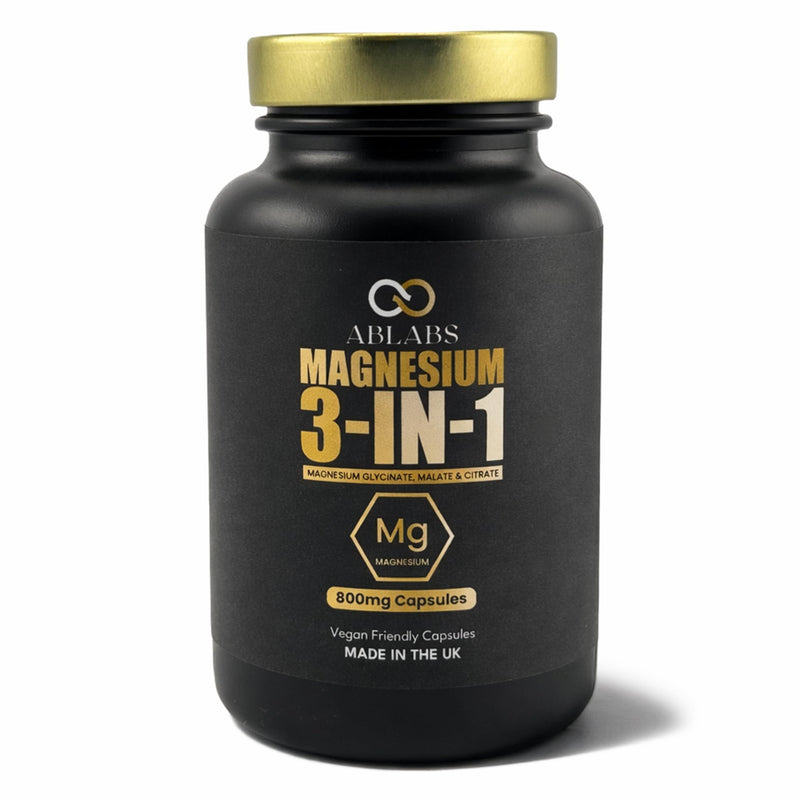 Magnesium 3-in-1 1600mg | ABLABS | Glycinate, Malate & Citrate | Made in The UK | Triple Strength 1600mg | Vegan Capsules (60) 60