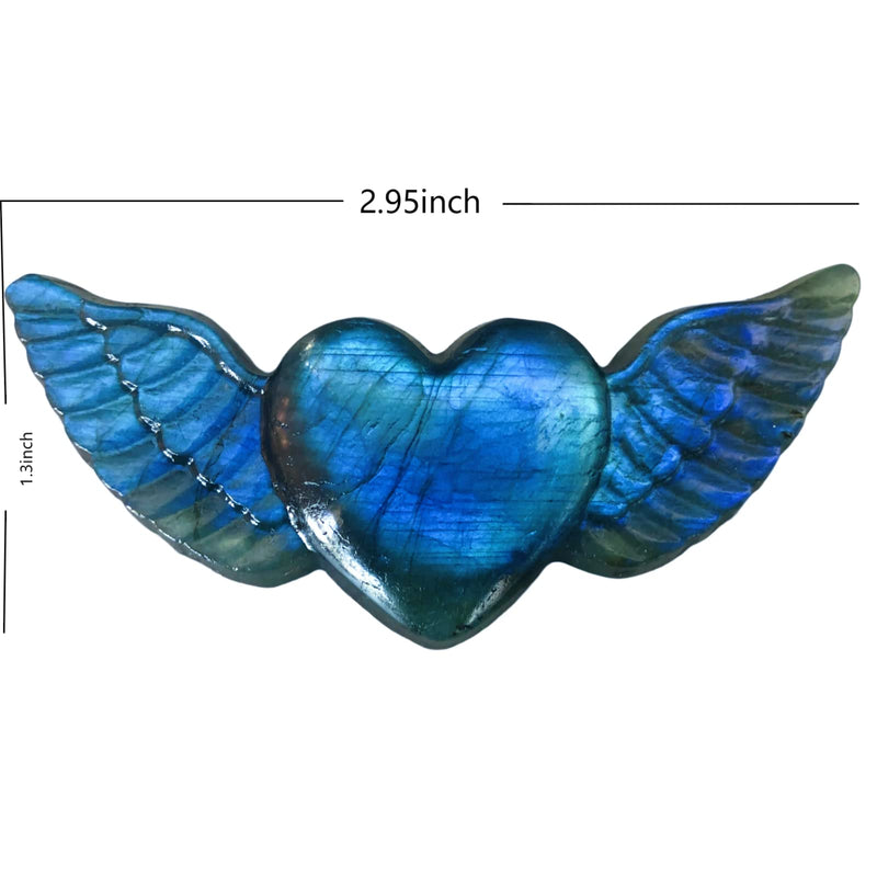 Labradorite Heart Crystal Heart Labradorite Stones Heart Crystal Healing Crystal Crystal Heart with Wings