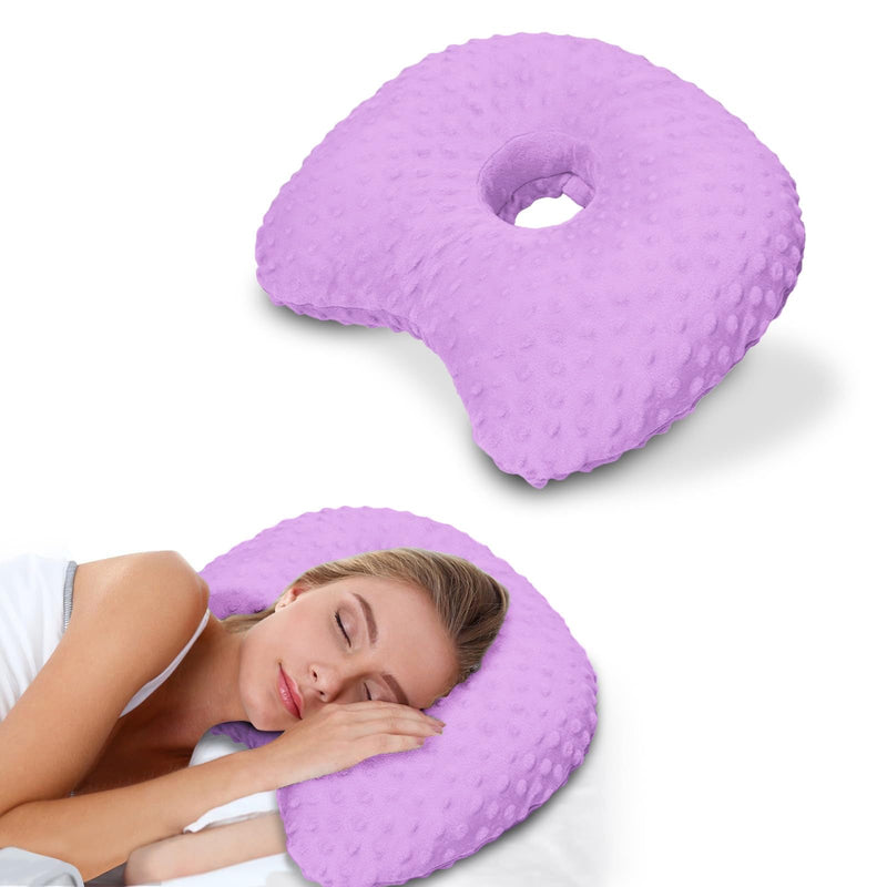 [Australia] - Ear Piercing Pillow with an Hole for CNH/Piercing Healing, Pain Relief, Anti-Pressure Sores,Soft Washable Cotton-Polyester(Purple) Purple 