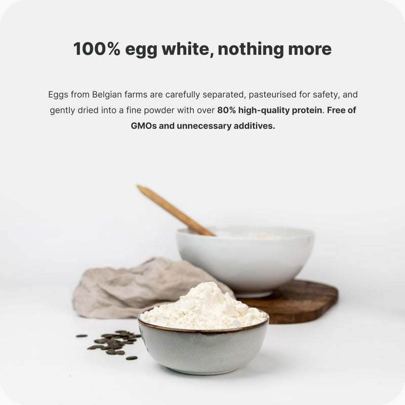 Vilgain Dried Egg Whites Powder - High Protein, Zero Fat Sugar Cholesterol - for Baking, Smoothies, Cooking - 500g, Pasteurised, Unflavoured - Keto & Gluten Free, Paleo Friendly - Egg White Protein