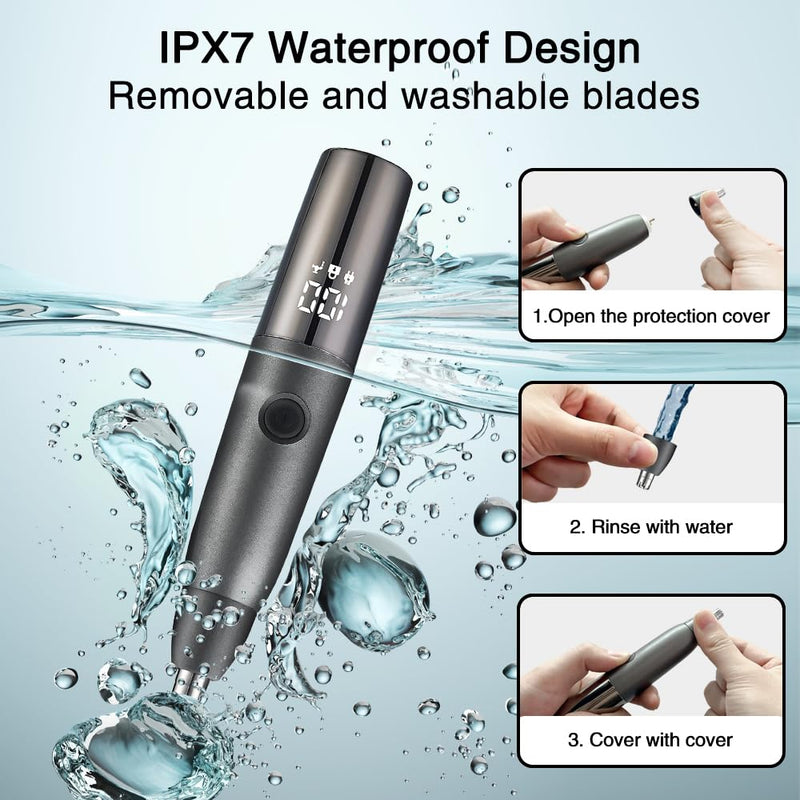 [Australia] - Golgner 3 in 1 nose hair trimmer, painless nose hair remover, nose hair trimmer, beard trimmer, ear hair trimmer, nose trimmer, IPX7 waterproof with LED display, for men and women 