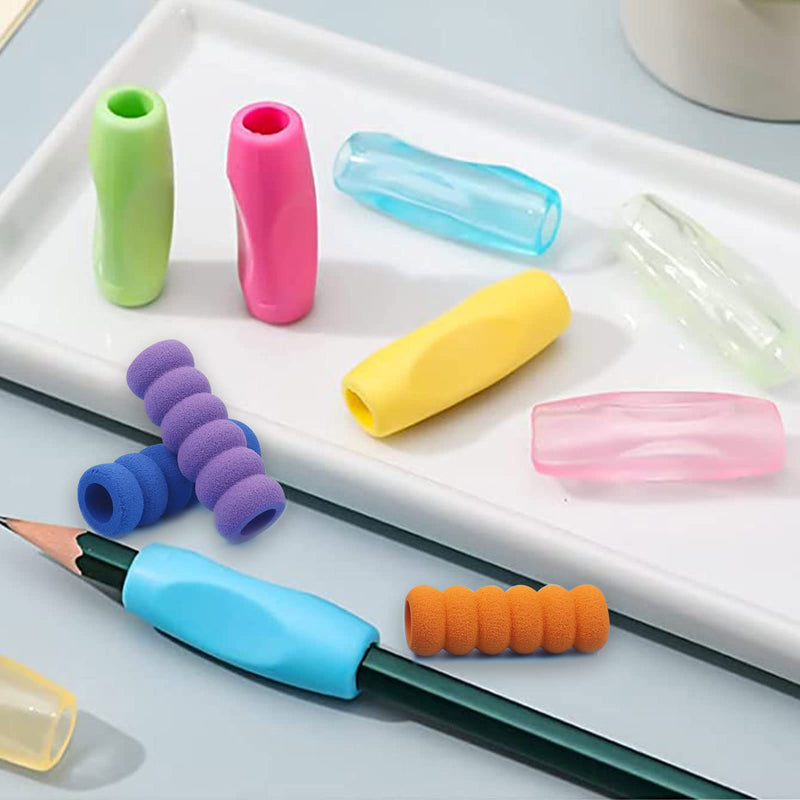 12 Pack Multicolor Pencil Grips, Children's Silicone Finger Grips Holder Foam Pen Holder Non Slip Pen Gripper, Writing Pencil Training Grip for Toddlers, Students and Adult 12 Pack