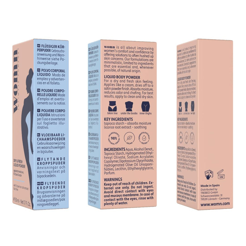 Liquid Body Powder for Women, Sweat, Chafing & Odor Relief 1.7 fl oz | Talc-free cream-to-powder formula. Absorbs moisture, helps reduce friction & odor. For groin, underboob & inner thighs.