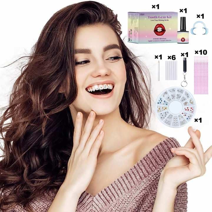 [Australia] - Tooth Jewelery SetTooth Gem Kit Tooth Stone Set Tooth Gems Tooth Gemstone Set DIY Krystal Decoration for Tooth Tooth Jewelery Party Teeth Decoration 