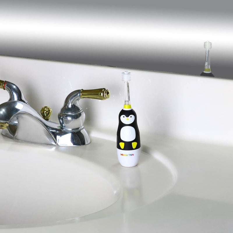 Brilliant Kids Sonic Toothbrush Characters – Kids Electric Toothbrush with Flashing Lights and Fine Bristles - Fun Brushing for Parent and Child, Ages 3-8 (Penguin) Penguin