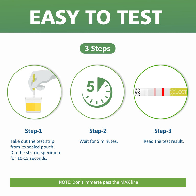 Carethetic Nicotine Testing kit at Home - Highly Sensitive Nicotine Cotinine Tobacco Urine Test Strips Detection at 200 ng/ml - Accurate Rapid Nicotine Urine Test Kit [5 Pack]