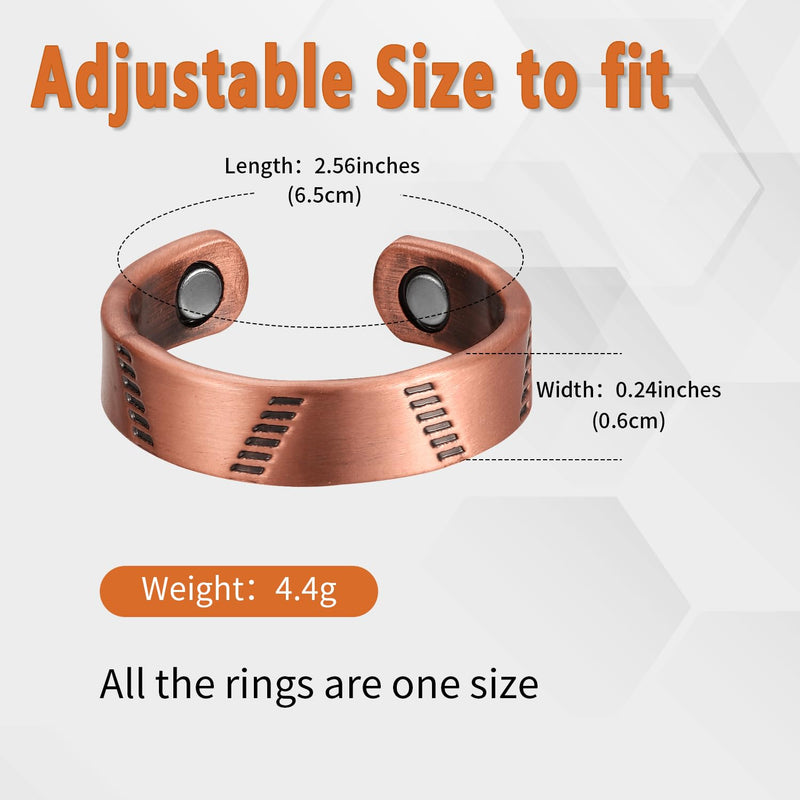 [Australia] - BioMag 3Pcs Lymphatic Drainage Copper Ring for Men Women, 99.99% Pure Copper Magnetic Rings, Jewelry Box Style A 
