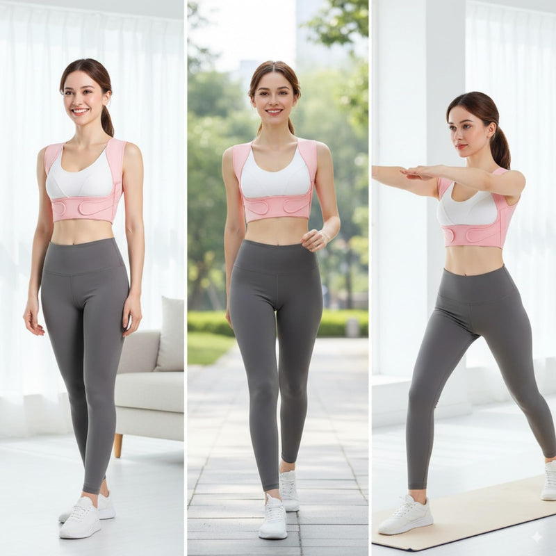[Australia] - Back Posture Corrector for Women - Adjustable Lightweight Back Brace Posture Corrector Bras for Neck Shoulder Upper Back - Invisilite Hunchback Slouching Under Clothes (Medium) Medium Pink 