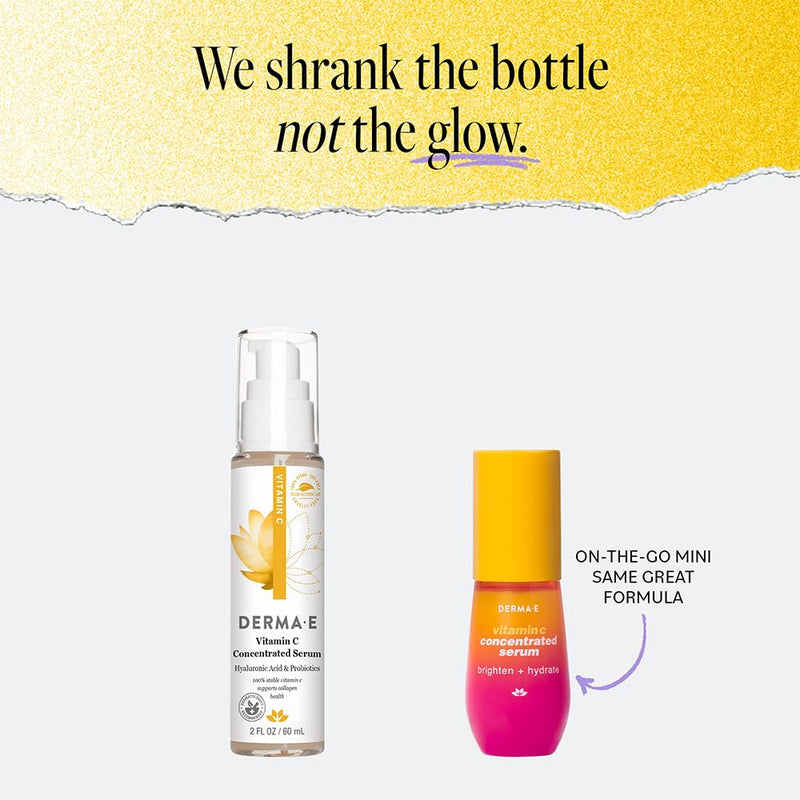 DERMA E Vitamin C Concentrated Serum with Hyaluronic Acid, Vitamin E & Aloe, All Natural, Antioxidant-Rich Concentrated Facial Serum – Firming and Brightening Vitamin C Face Serum, 1oz