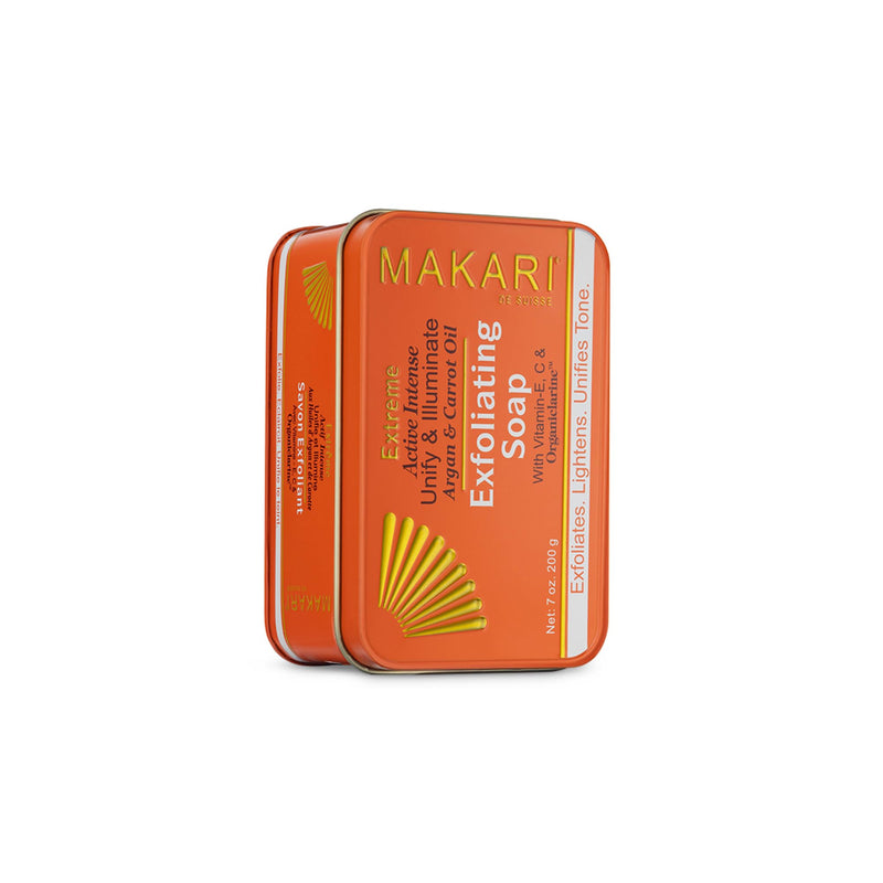 MAKARI Extreme Active Intense Argan & Carrot Oil Exfoliating Soap 2-Pack (7 oz) | Radiance-Boosting Bar | With Apricot Seed Extract & Vitamins C & E | Helps Reveal Smoother-Looking Skin 7 Ounce (Pack of 2)