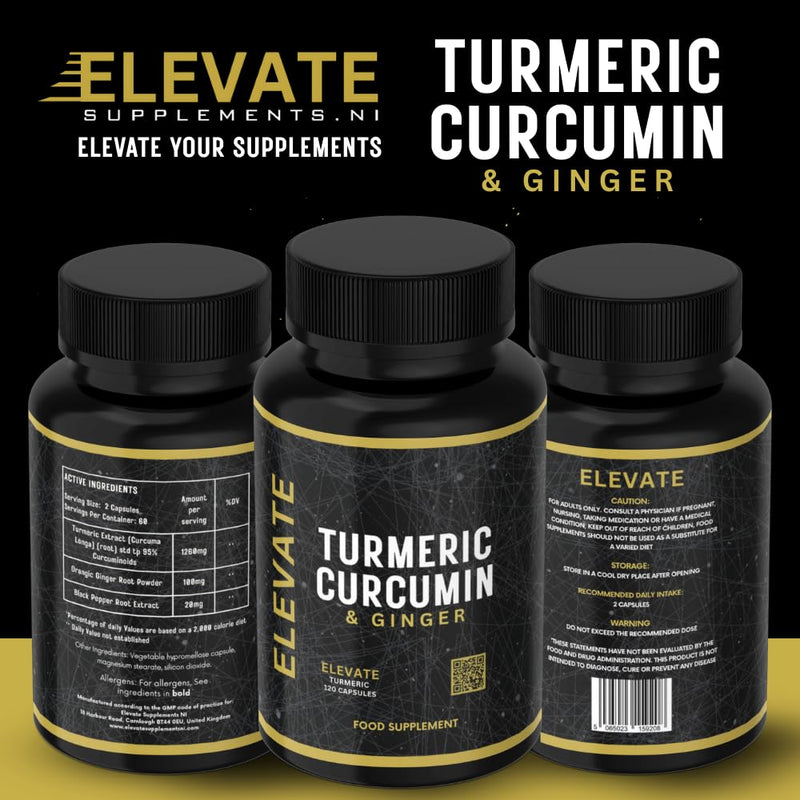 Turmeric Curcumin Capsules 1260mg with Black Pepper & Organic Ginger | 95% Curcuminoids | Enhanced Absorption Formula | Vegan, Non-GMO | 120 Capsules