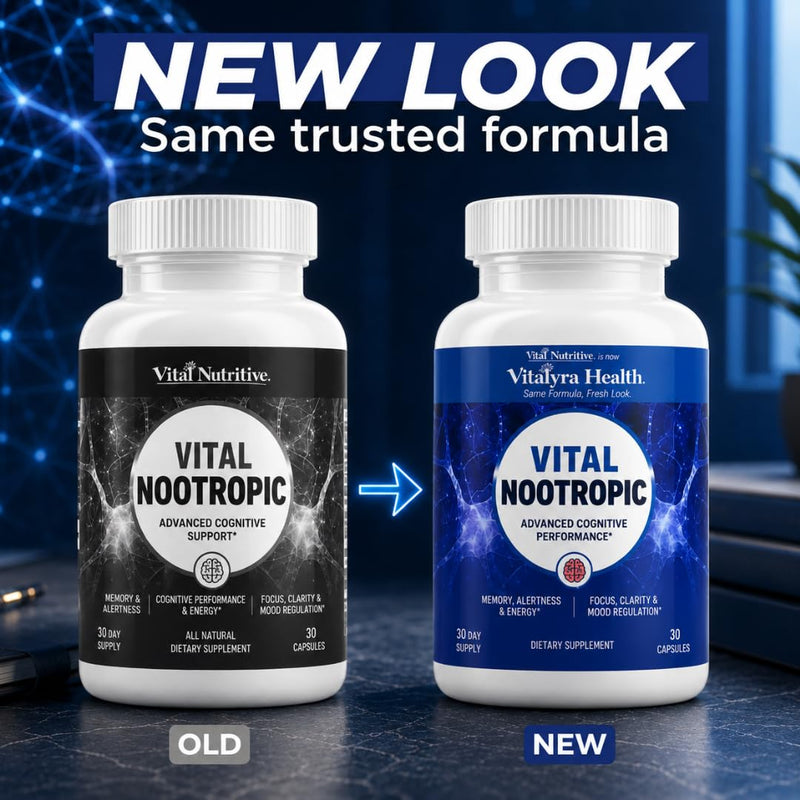 VITAL NUTRITIVE Nootropic 12in1 Brain Supplement for Memory, Focus & Energy | 12-in-1 with L-Tyrosine, Bacopa, Rhodiola, Caffeine & B Vitamins, Cognitive Balance, Men & Women, 30 Day Supply