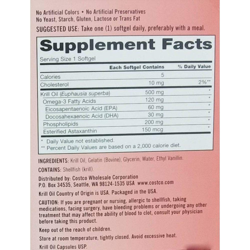 [Australia] - Kirkland Signature Krill Oil 500 Milligram 160 Softgels 160 Count (Pack of 1) 