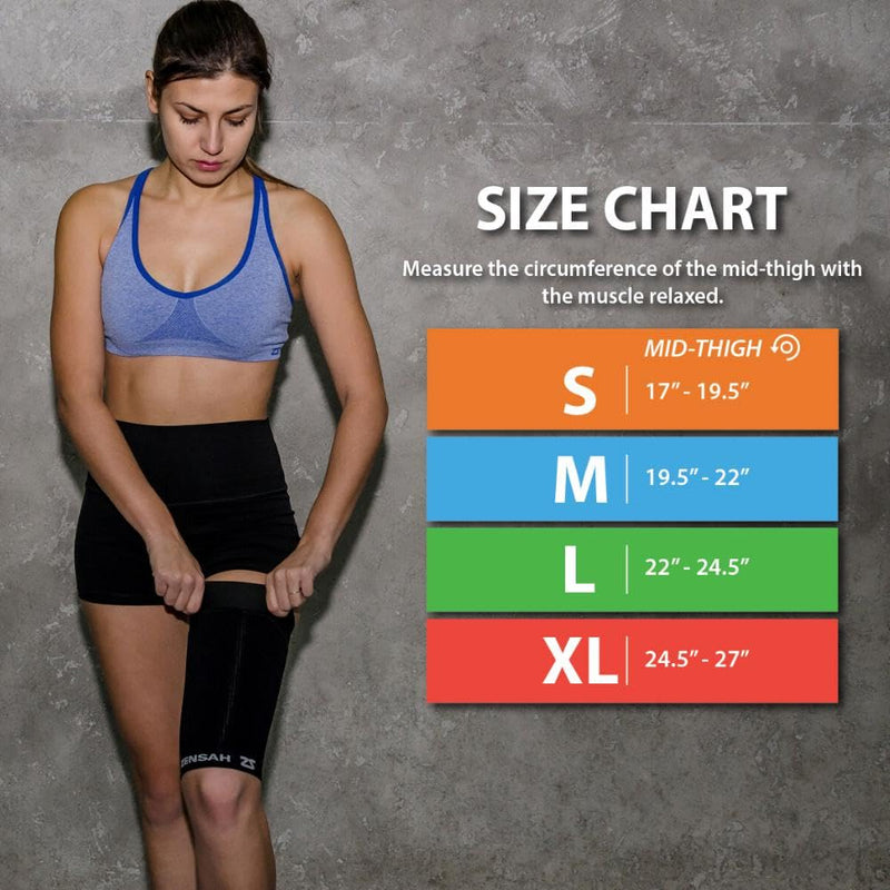 Zensah Thigh Compression Sleeve - Support for Pulled Hamstring, Quad Strain, Groin Compression Wrap for Men and Women Large Beige 2