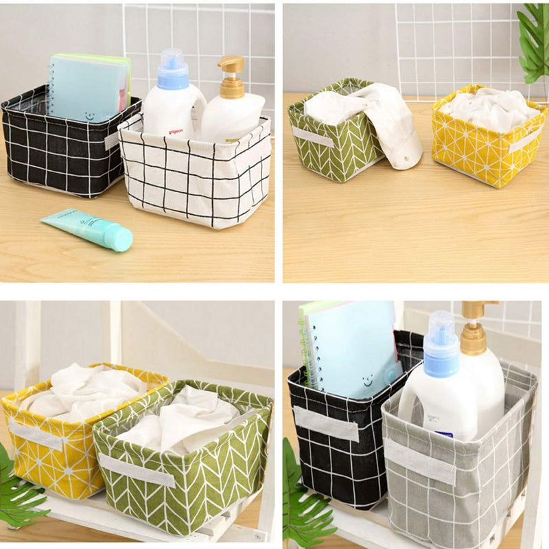 [Australia] - Mini Storage Basket（Pack of 5）- Blend Storage Bins for Makeup, Book, Baby Toy,8x6x5.5 inch Home Decor Canvas Organizers Bag 8x6.3x5.1 inch 