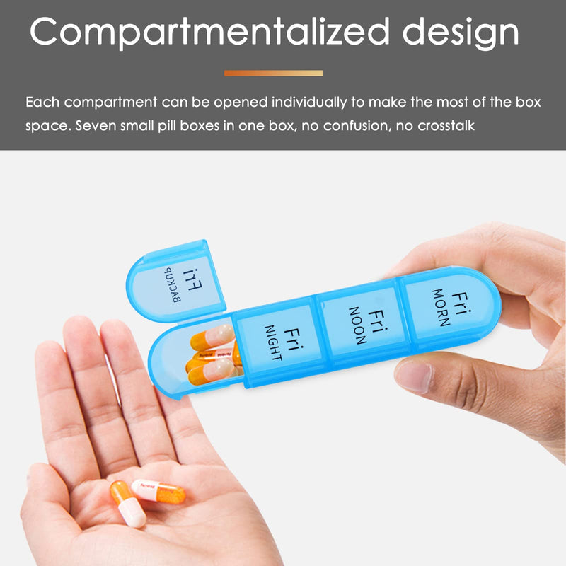 Greencycle Weekly Pill Organizer, 7 Day / 4 Times A Day Large Pill Cases Moisture-Proof Pill Box AM PM Medicine Organizer to Hold Vitamins Fish Oil Compartments Supplements (Rainbow)