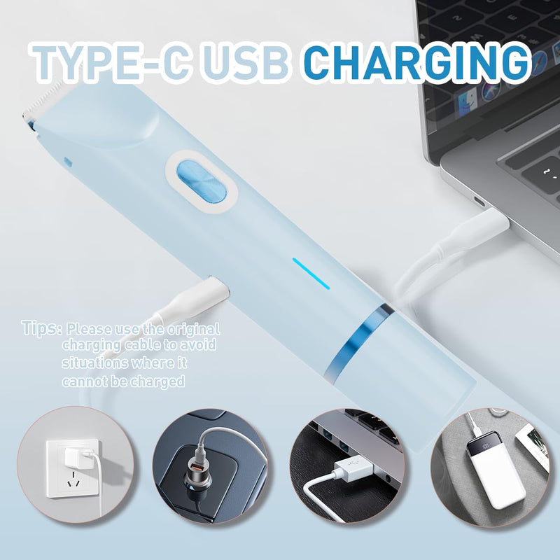 [Australia] - Dual Head Bikini Trimmer for Women -2-in-1 Electric Razors with Painless Ceramic Blades,IPX7 Waterproof,USB-C Rechargeable Electric Shaver for Pubic,Underarm & Body Blue 