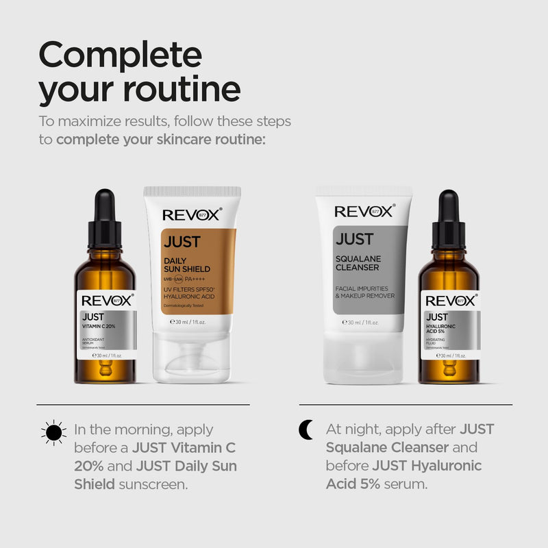 REVOX B77 - Just Hyaluronic Acid 3% Face Wash, 250 ml, Facial Cleanser with Hyaluronic Acid, Hydrating Cleanser, Removes Impurities and Oil Buildup Without Drying, Refreshes Skin, Daily Use