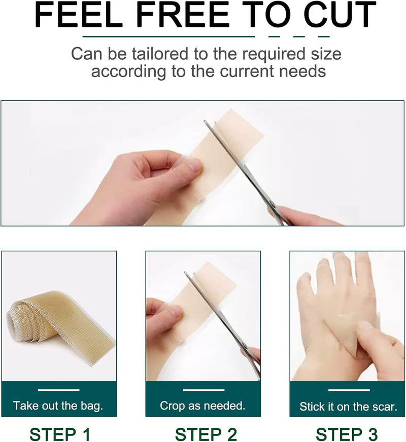 [Australia] - Silicone Scar Tape Silicone Plaster for Scars Scar Plaster Silicone Silicone Plaster for Scars (4 x 300 cm) Ultra Thin Soft and Breathable Suitable for Burns and Cesarean Section Scars 