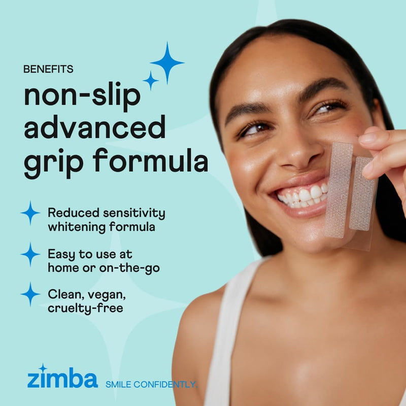 Zimba Mint & Peppermint Teeth Whitening Strips for Teeth Sensitive, White Strips for Teeth Whitening, Teeth Whitener Stain Remover 28 White Strips Included Per Pack, 2 Pack (14 Day Treatment)